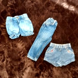1 jeans, 2 shorts